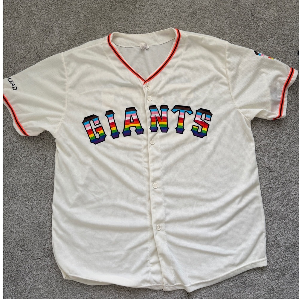 San Francisco Giants Pride Baseball Jersey Cream Rainbow #23 Gilead Men XL